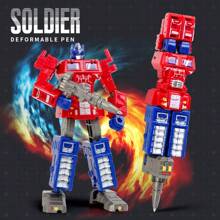 1 pieza Bolígrafo robot transformable - Escribible y transformable, artículo de papelería creativo 2 en 1, robot guerrero transformable DIY, juguete para niños, bolígrafo creativo para estudiantes de primaria, regalo del Día del Niño