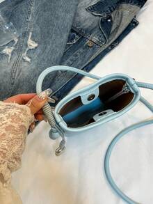 Mini Fashionable Versatile Bucket Shoulder Bag For Women Wallet Purse Wallet - Blue - View 4