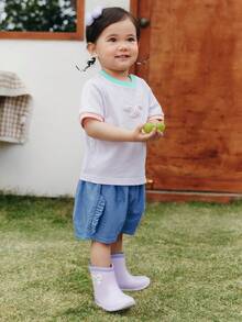 mini bala Boys' And Girls' Skin-Friendly Soft Short Sleeve T-Shirt Summer Non-Sweat - Pink Purple - View 5