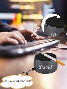 1pc Customized Text Stainless Steel Ashtray, High Hardness, Smooth Surface, Anti-Wear, Ductile & Damage-Resistant, Easy To Clean Stainless Steel Material, Fashionable & Minimalist Design Ashtray, Suitable For Him, Her, Boyfriend, Dad, Family, Friends, Graduation, Wedding, Living Room, Bedroom, Tea Room, Home, Dining Room, Office, Conference Room, Bar