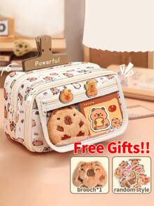 1 Peça Estojo de Lápis Grande de Estilo Novo 2025 com Capacidade, Bolsa de Papelaria Transparente com Tampa Flip Multi-Camadas, Pode Ser Usado para Armazenar Canetas, Borrachas, Réguas e Outras Papelarias, Bolsa de Papelaria à Prova de Poeira e Sujeira para Escrivaninha Escolar, Bolsa de Armazenamento de Cosméticos Multifuncional para Dormitório. Somente os acessórios mostrados abaixo da imagem principal estão incluídos. Volta às Aulas, Materiais Escolares, Estojo de Lápis, Mochila Escolar