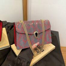 Schlangenmuster Tasche Damentasche Retro Kettentasche Damen Schulter Crossbody kleine quadratische Tasche