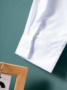 Chemise à manches longues en robe blanche officielle avec application pour pocket, style collégial classique pour adolescents, décontracté et pour soirée