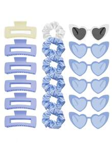 Bộ 18 dây buộc tóc Scrunchies cho phù dâu kèm 6 kẹp tóc vuông, 6 băng đô, 6 kính hình trái tim, quà tặng dễ thương cho tiệc cưới, tiệc trở lại trường, ngày lễ tình nhân, ngày của mẹ, lễ tốt nghiệp - Nhiều màu - Xem 1