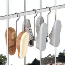 1/2 pièces en acier inoxydable robuste et durable, crochets, support minimaliste pour chaussures et vêtements, support de séchage pour vêtements de balcon, support de séchage multifonctionnel, support à chaussures pour fenêtre de balcon, support à chaussures, adapté pour dortoir étudiant, anniversaire, Noël, Halloween, cadeau de Thanksgiving, fournitures de rentrée scolaire, pour une utilisation intérieure et extérieure à la maison