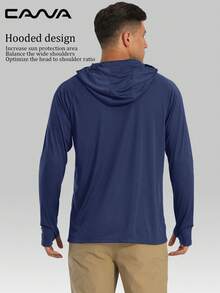 Cavva Men's Summer UPF 50+ Sun Protection Long Sleeve Shirt Quick-Dry Lightweight Breathable Soft Outdoor Hiking Running - Navy Blue - View 3