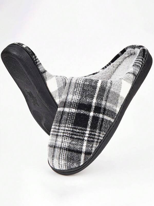 CYFMYD أحذية المنزل الشتوية للرجال، أحذية داخلية دافئة ونعومة، أحذية منزلية من القماش الرغوي الذاكرة المريح، مربعات للإناث