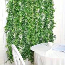 Guirnalda de hojas de bambú artificial - aspecto natural, follaje colgante sin plumas para decoración del hogar y comercial