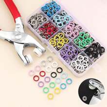 Set de 50-200 piezas de botones a presión huecos y sólidos de colores, juego de alicates de acero inoxidable para coser, manualidades, ropa, accesorios DIY, pantalones, baberos, sombreros, zapatos, paraguas, tutorial para principiantes (color aleatorio)