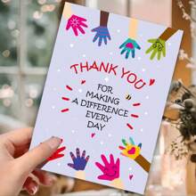 1pc Appreciation Card For Teachers And Teaching Assistants, Paper Thank You Note With Envelope, Gratitude For Making A Difference Every Day, Suitable For School And Special Occasions School Decor School Surprise Dormitory Decor Back To School