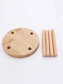 1pc Bamboo Wooden Cup Storage Rack, Creative Round DIY Household Cup Holder For Disposable Paper Cup
