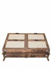 Shoe Cabinet With Four Doors (105 X 24 X 91 Cm), Retro Brown Shoe Cabinet With Four Doors, Rattan Look, Double Shelf, With Back Panel, Suitable For Hallways And Similar Areas