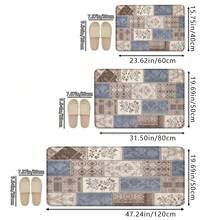 1 tấm thảm chùi chân in họa tiết hoa và hình học cổ điển, thảm nhà bếp mềm mại chống trượt thấm hút có thể giặt bằng máy, thảm trang trí nhà hình chữ nhật lông thấp chống bụi bẩn cho phòng tắm, phòng ngủ, nhà bếp, phòng giặt ủi - Nhiều màu - Xem 3