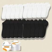 10/20 paires de chaussettes de cheville jetables unisexes noires/blanches, chaussettes confortables et respirantes pour les affaires, les voyages, l'hôtel, le port quotidien