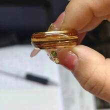 Coffee Color Rose Golden Ring Guitar String Stainless Steel Ring Inlaid Whiskey Barrel Wood Grain Ring For Men Engagement