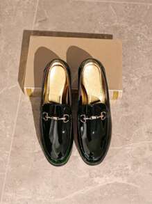 1 Pair Casual Ombre Men's Shoes, Polyurethane Metal Chain Slip-On, Suitable For Office, Party, Outdoor, Campus, All Season