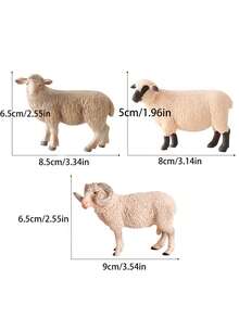 3pcs/1pc Realistic Static Simulation Mountain Goat Sheep Shetland Sheep Series Ornament - Multicolor - View 8