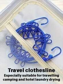 Portable Elastic Retractable Clothesline With 12 Clips - Elastic PVC Coated, Length 70.87 Inch, Suitable For Outdoor Travel And Home Use, Suitable For Backyard, Resort Hotel, Balcony Clothes Drying, Travel Clothesline For Socks And Small Items | Durable Clips, Clothesline Wear Resistant