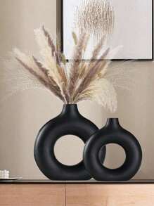 1Pc Plastic Circular Flower Vase Decoration, Simulated Dry Flower Decoration Vase, Artistic Vase For Floral Arrangements, Simple Fall Living Room Exhibition Hall Decoration,Home Decor,Flower Vase,Centerpiece,Table Decor Valentine's Day,Halloween Decor Halloween Decor Fall Decor Room Decor
