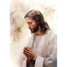 1pc Rellgion Jesus In Prayer Sheep Christian Child Bible Canvas Printing Wall Arts Picture For Living Room Decor Posters Optional Frame ,Wall Art With Frame - Multicolor - View 97