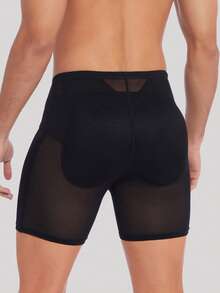 1pc Men's Padded Butt Lift Mesh Breathable Shaping Shorts, Tummy Control Everyday Wear