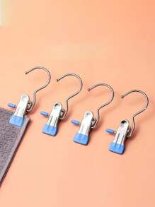 Premium Stainless Steel Clothes Clip, Adjustable Metal Pants Hanger With Clips,Laundry Clothes Nail With Hook, Portable Hanging Clothes Clip Decorations Costumes Decor Festival Decor Pants And Skirt Hangers With Grip Clips,Spring,Minimalist,Summer Tops
