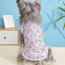 1 pezzo Corpetto per animali domestici con stampa cartoni animati, abbigliamento estivo per cuccioli, canottiera traspirante per cani piccoli come barboncini e gatti, indumento per animali domestici