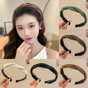 Fasce per capelli alte per donne nell'estate 2025, fasce per capelli nere semplici per uscire, un paio di fasce per la pressione e lo scivolamento, accessori per capelli in stile francese con un nastro intrecciato verde simile a una fata, cerchietti, fasce per capelli, cerchi per capelli