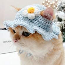 1pc Handmade Knitted Pet Hat, Cute Funny Costume For Cats And Small Dogs