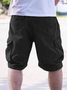 1 pieza Pantalón corto cargo casual y de calle para adolescentes, de verano, con múltiples bolsillos