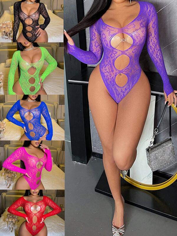 Sexy Dessous zeigen deine Reize! Der Bodysuit kombiniert mit dem Netzstoff-Bodycon-Rock hilft dir, die sexy Ästhetik einer Figur zu entfalten.