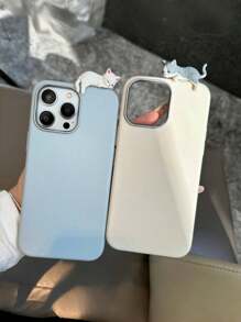 1pc 3D Cute Cat PU Leather Phone Case (Light Blue/Pink), Slim Shockproof Cover With Raised Kitten Design, Soft Matte Protective Case, Kawaii Aesthetic Gift For Women Girls For IPhone 17/17 Air/17 Pro/17 Pro Max, 16/15/14/13/12/11, OPPO