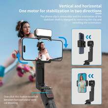 COMITOK Handheld Gimbal Stabilizer, Extendable Selfie Stick Tripod With Fill Light And Wireless Remote, Compatible With Apple & Android Phones, For Vlogging, Video & Photo Shooting, Black