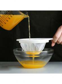 1 pieza Embudo de cocina de nailon con colador y mango, filtro de malla de plástico para leche de soja, jugo y uso doméstico - Herramienta de filtración con drenaje de residuos