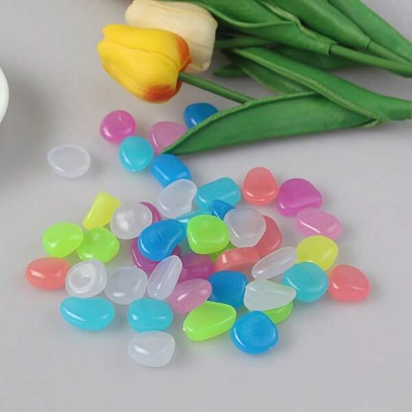 200pcs/Pack Plastic Landscaping Pebbles, Colorful, Mini, Reusable, Suitable For Garden, Wedding, Party, Festival, Aquarium, Outdoor Decoration, Ceramic