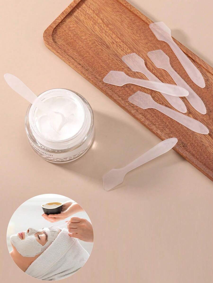 10/50/100PCS 迷你化妆铲面霜化妆面膜勺化妆勺，DIY 化妆工具霜棒美容工具套装，DIY 面部面霜搅拌铲勺化妆化妆品化妆工具旅行必需品旅行学校学校用品假日露营假日必需品度假配件女士香水男士香水沙滩瓶 - 白色 - 查看 1