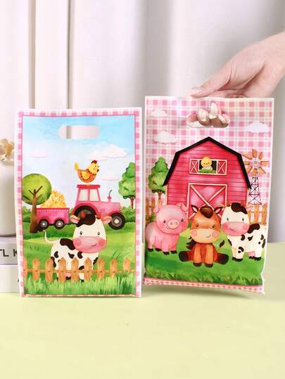 Bolsa de regalo con animales de granja, 10/20/50 piezas, bolsa de regalo de plástico portátil, adecuada para fiesta de cumpleaños, fiesta familiar, fiesta de vacaciones, decoración, suministros para fiesta de bodas, regalos del Día de la Madre