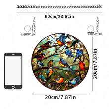 1入組蜂鳥遮陽板，辦公室、房間、窗戶裝飾，亞克力彩色玻璃窗，庭園裝飾，給家人和朋友的完美禮物。 - 彩色 - 查看 6