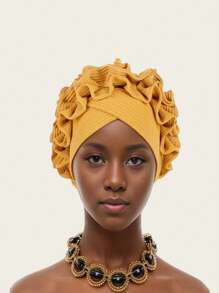 Gerüschte Turban Kappe Frauenkopftücher, weich und bequem Kopftuch Haube, einfarbige Kopfbedeckung für Damen