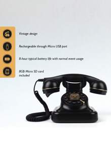 1 Pc Black Wedding Telephone, Recording Telephone, Wedding Voice Message Book (Audio Guestbook) - Vintage Message Phone Suitable For Weddings And Parties To Record Custom Audio Messages, Wedding Voice Message Recorder, Wedding Phone, Voice Message Book