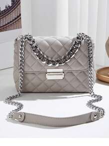 Women's New Fashion Diamond Quilted Shoulder Bag, Metal Chain Flap Lock Anti-Theft Crossbody Tote Bag, Work, Shopping, Daily Use