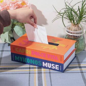 1PcsTissue Box Cover Rectangle – Decorative Book-Style Holder For Rectangular Tissue Boxes – Unique Coffee Table Decor, Large Tissue Case For Home Or Office