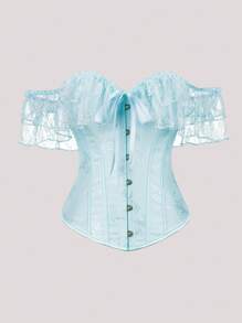 Women's Off Shoulder Jacquard Waist Corset Lace Strap Tops, Suitable For New Year Party, Valentine's Day, Holiday, Halloween Costume