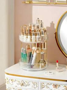 Rotating Cosmetic Storage Box, Bathroom Rotating Makeup Rack, Large Capacity Makeup Storage Vanity Organizer, Suitable For Cosmetics, Perfume, Skin Care, Lipstick (Transparent),For Holiday Beach, Bathroom Collection, Bedroom Collection, Large Capacity