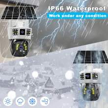 SWVW Telecamera di sicurezza CCTV V380 Pro 3 con doppio obiettivo, 12MP, 6K PTZ, sim 4G, alimentata a pannello solare, impermeabile, senza fili, per uso interno ed esterno