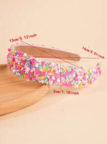 1 pezzo Fascia per capelli per ragazze di colore candy con strass e perle brillanti, fascia elastica antiscivolo larga, accessorio carino e morbido per capelli con decorazione a cuore, adatto per lavarsi il viso, regalo per le vacanze, per uso quotidiano