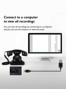 1 Pc Black Wedding Telephone, Recording Telephone, Wedding Voice Message Book (Audio Guestbook) - Vintage Message Phone Suitable For Weddings And Parties To Record Custom Audio Messages, Wedding Voice Message Recorder, Wedding Phone, Voice Message Book