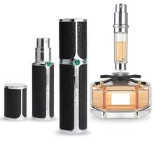 1 件 5ml 迷你便携式可填充香水雾化器喷雾瓶，底部填充设计，奢华优雅的皮革外壳，纳米级喷头，旅行和商务的绝佳伴侣