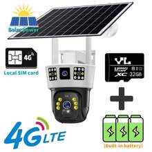 SWVW Telecamera di sicurezza CCTV V380 Pro 3 con doppio obiettivo, 12MP, 6K PTZ, sim 4G, alimentata a pannello solare, impermeabile, senza fili, per uso interno ed esterno