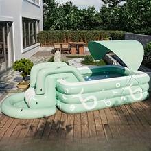1pc Luxury Inflatable Swimming Pool Set With Luxury Gift Packages, Large Home Backyard Pool,Summer Family Fun Swim Center,Fast Inflatable|Thicken Material Design|Easy Installation,Perfect For Family Gatherings,Backyard,Home Water Play,Summer Parties - Multicolor - View 5
